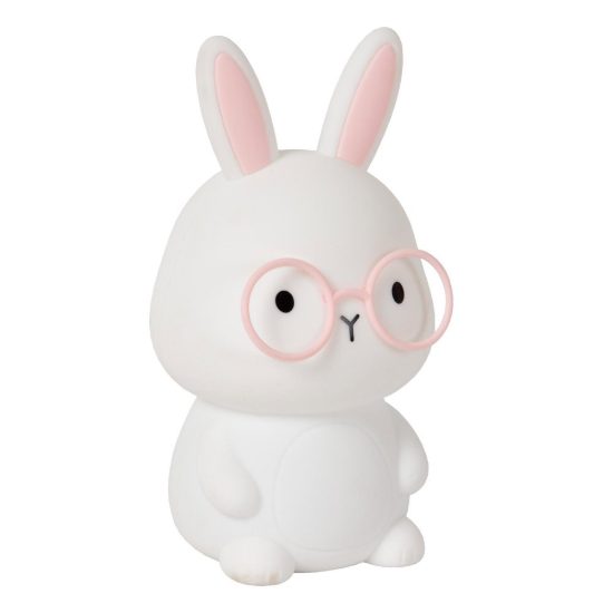 Lampada da comodino per cameretta bambini bianco led 0,5w 2700k ricaricabile a forma di coniglietto