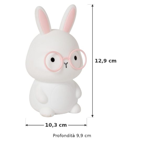 Lampada da comodino per cameretta bambini bianco led 0,5w 2700k ricaricabile a forma di coniglietto