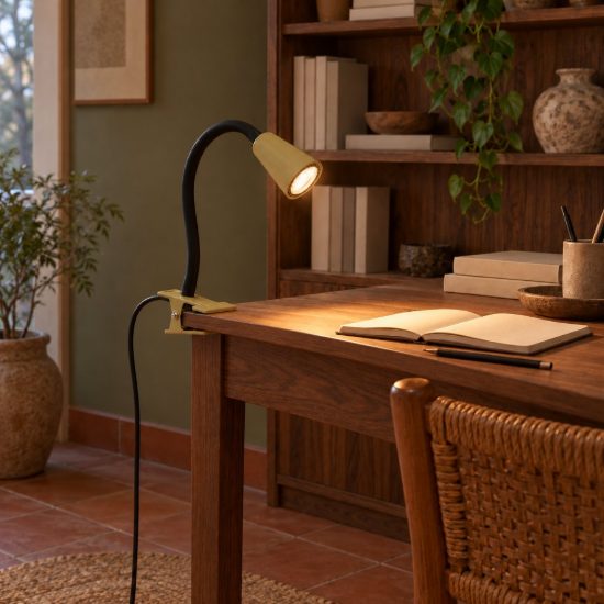 Lampada a pinza conica per studio moderna verde nero