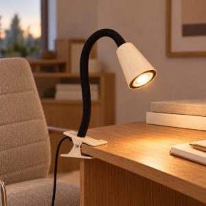Lampada a pinza conica per studio moderna crema
