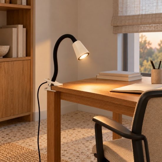 Lampada a pinza conica per studio moderna crema