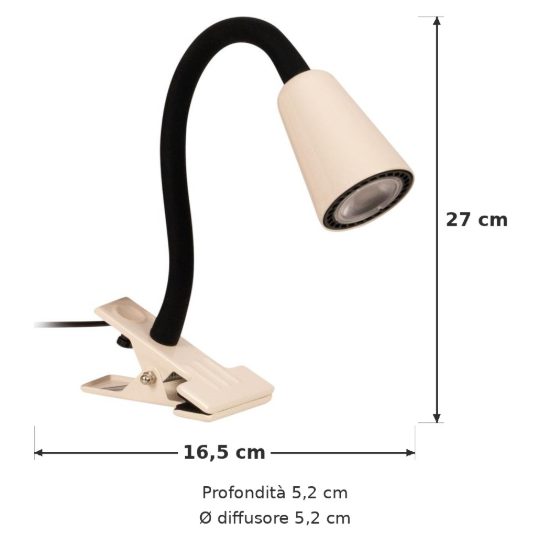 Lampada a pinza conica per studio moderna crema