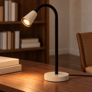 Lampada da scrivania conica per studio moderna crema nero