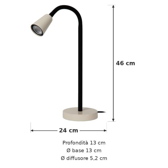 Lampada da scrivania conica per studio moderna crema nero
