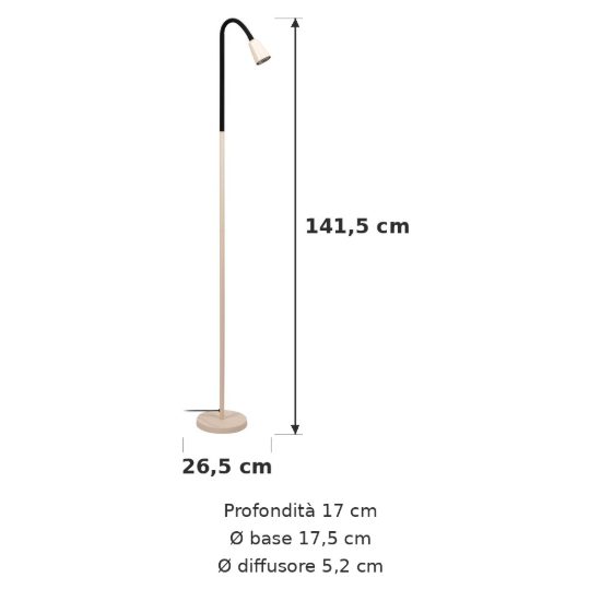 Lampada da terra conica per sala da pranzo moderna crema nero