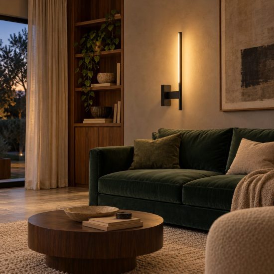 Applique lineare per soggiorno moderna nero opalino led 6w 2700k
