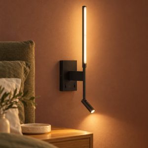 Applique per comodino camera da letto lineare moderna nero opalino led 9w 2700k