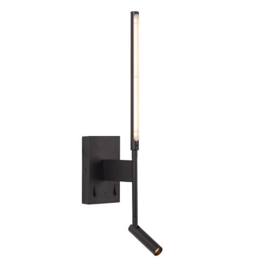Applique per comodino camera da letto lineare moderna nero opalino led 9w 2700k