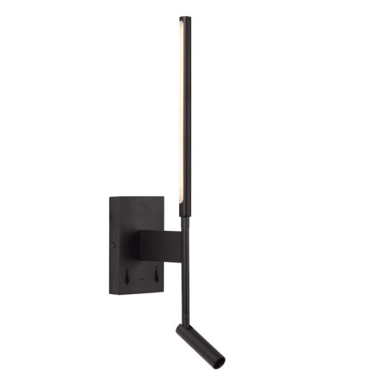 Applique per comodino camera da letto lineare moderna nero opalino led 9w 2700k