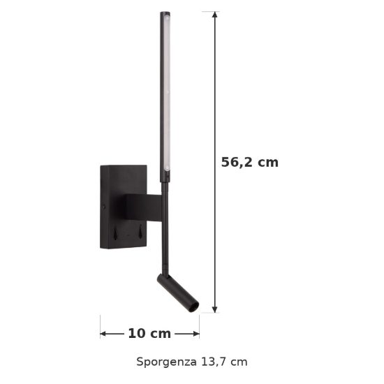 Applique per comodino camera da letto lineare moderna nero opalino led 9w 2700k