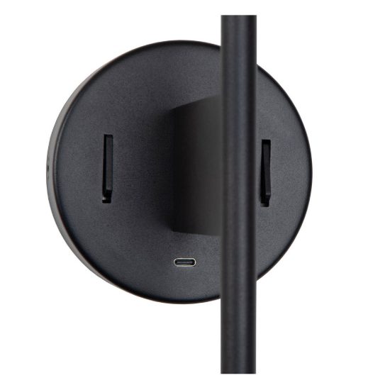 Applique per comodino camera da letto a cilindro moderna nero crema con luce di lettura