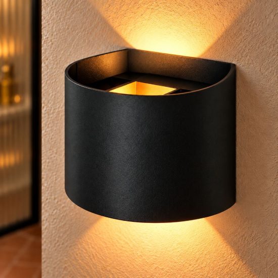 Applique curva per bagno moderna nero led 7w 2700k ip54
