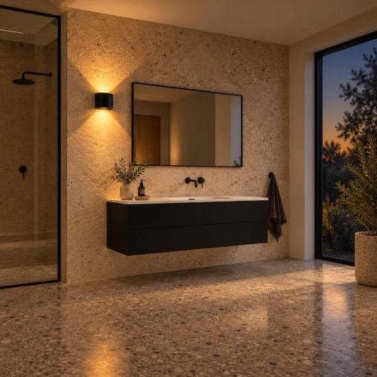 Applique curva per bagno moderna nero led 7w 2700k ip54