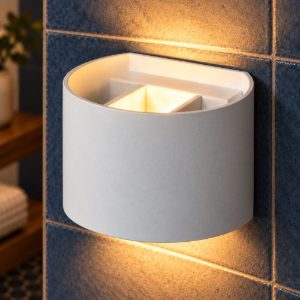 Applique curva per bagno moderna bianco led 7w 2700k ip54