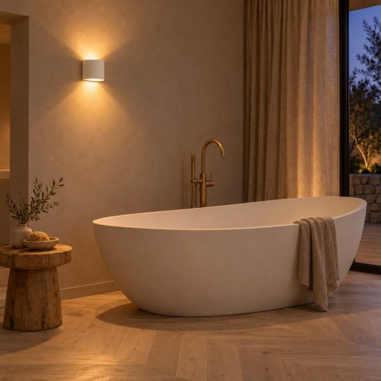 Applique curva per bagno moderna bianco led 7w 2700k ip54