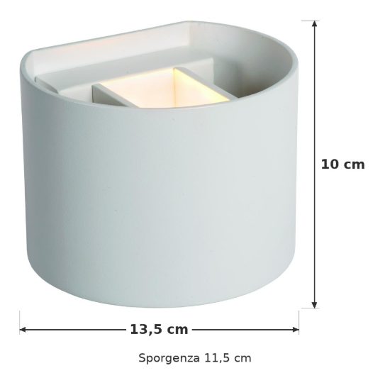 Applique curva per bagno moderna bianco led 7w 2700k ip54