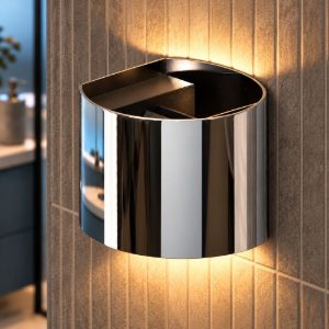 Applique curva per bagno moderna cromo led 7w cct 2200k 2700k 3000k ip54