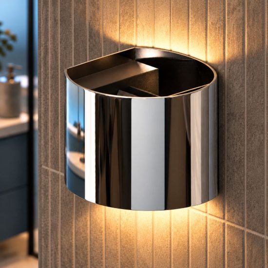 Applique curva per bagno moderna cromo led 7w cct 2200k 2700k 3000k ip54