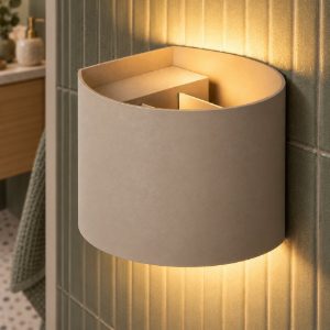 Applique curva per bagno moderna tortora led 7w cct 2200k 2700k 3000k ip54