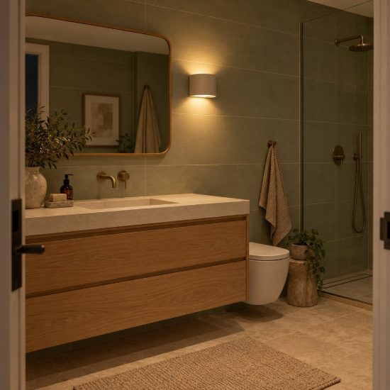 Applique curva per bagno moderna tortora led 7w cct 2200k 2700k 3000k ip54