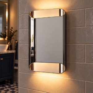 Applique rettangolare per bagno moderna cromo led 10w cct 2200k 2700k 3000k ip54