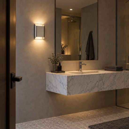 Applique rettangolare per bagno moderna cromo led 10w cct 2200k 2700k 3000k ip54