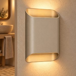 Applique rettangolare per bagno moderna tortora led 10w cct 2200k 2700k 3000k ip54