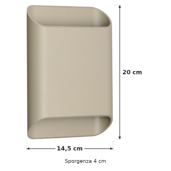 Applique rettangolare per bagno moderna tortora led 10w cct 2200k 2700k 3000k ip54