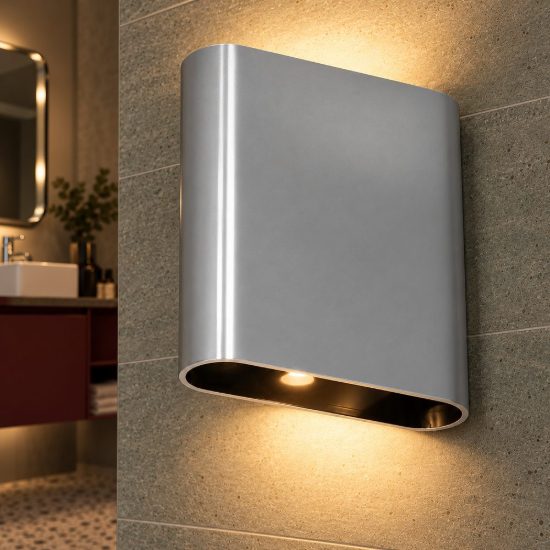 Applique ovale per bagno moderna cromo led 10w cct 2200k 2700k 3000k ip54