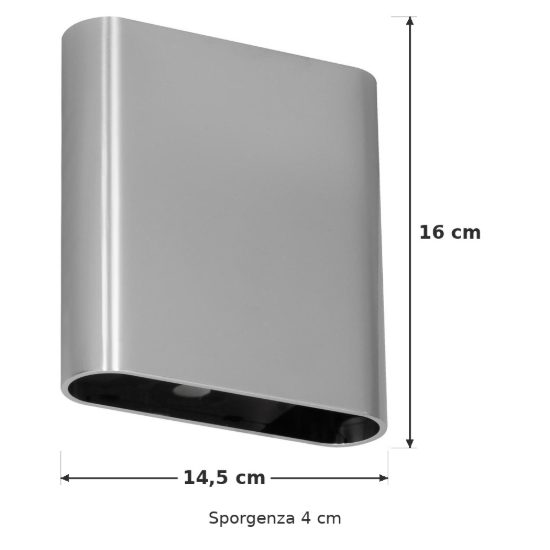 Applique ovale per bagno moderna cromo led 10w cct 2200k 2700k 3000k ip54