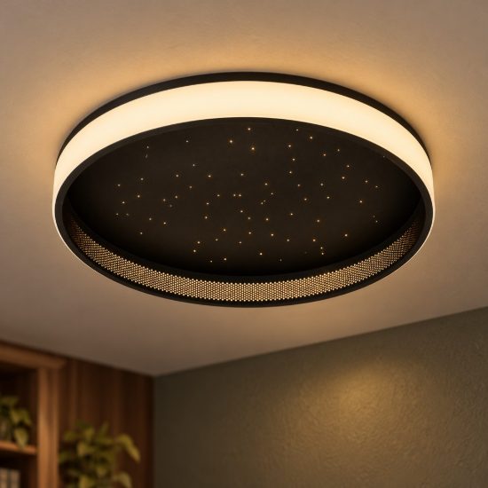 Plafoniera rotonda moderna nero led 44w cct 2500k 3000k dimmerabile