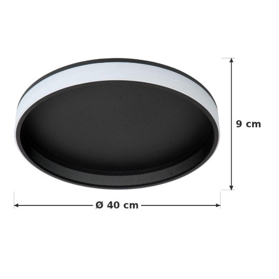 Plafoniera rotonda moderna nero led 44w cct 2500k 3000k dimmerabile