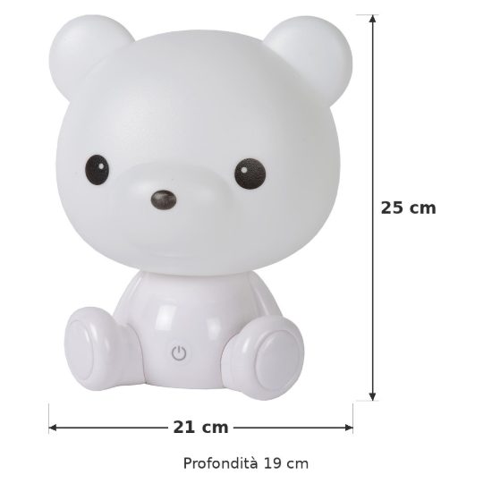 Lampada da comodino abat-jour per cameretta bambini bianco led 3w 4000k a forma di orsetto