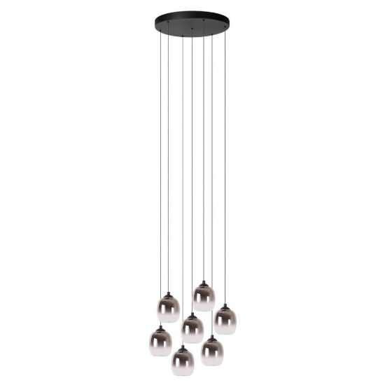 Lampadario a sospensione con 7 pendenti a grappolo per soggiorno moderno nero fume led 37,1w 3000k