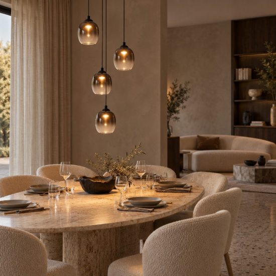 Lampadario a sospensione con 4 pendenti a cascata per soggiorno moderno nero fume led 20,8w 3000k