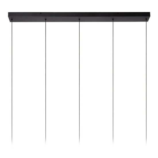 Lampadario a sospensione con 5 pendenti lineare per soggiorno moderno nero fume led 28w 3000k