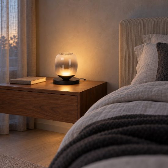Abat-jour a globo per comodino moderno nero fume led 6w 3000k