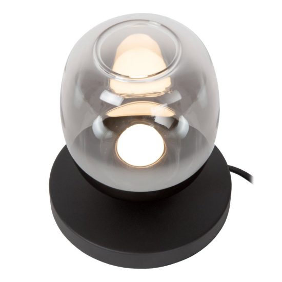 Abat-jour a globo per comodino moderno nero fume led 6w 3000k