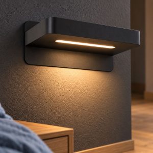 Applique per comodino camera da letto rettangolare moderna nero led 6w 3000k