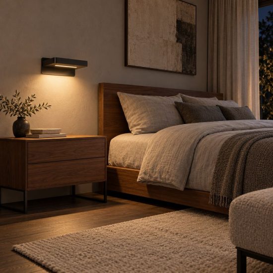 Applique per comodino camera da letto rettangolare moderna nero led 6w 3000k
