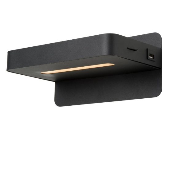Applique per comodino camera da letto rettangolare moderna nero led 6w 3000k