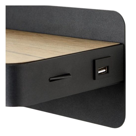 Applique per comodino camera da letto rettangolare moderna nero led 6w 3000k