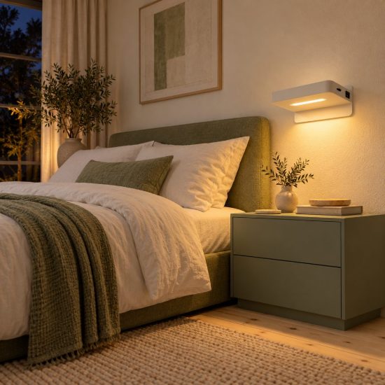 Applique per comodino camera da letto rettangolare moderna bianco led 6w 3000k