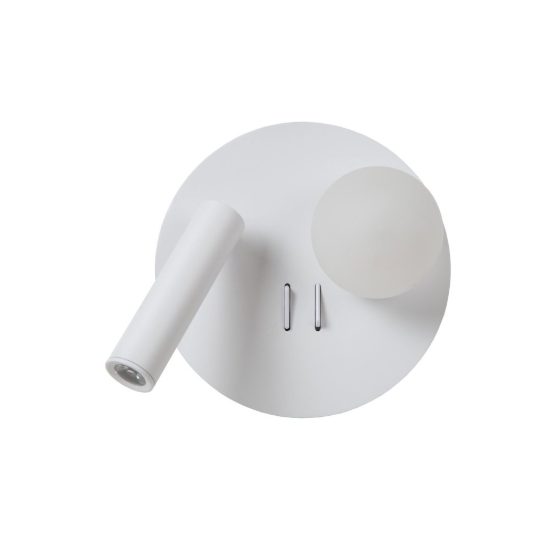 Applique per comodino camera da letto rotonda moderna bianco opalino led 7w 3000k