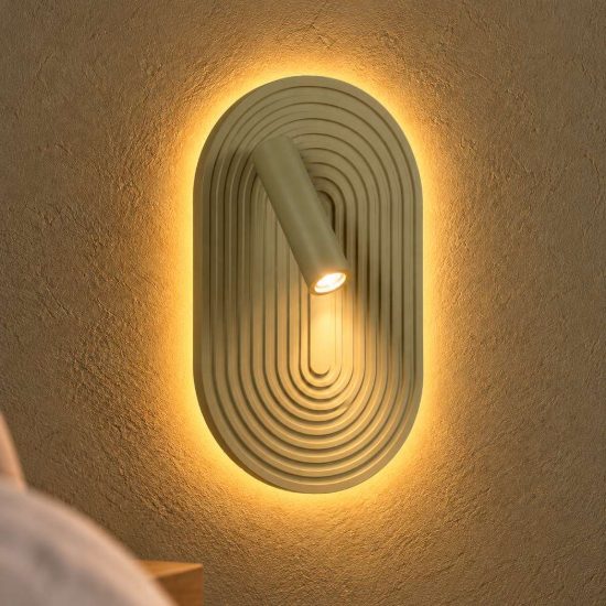 Applique per comodino camera da letto ovale moderna verde led 12,6w 2700k