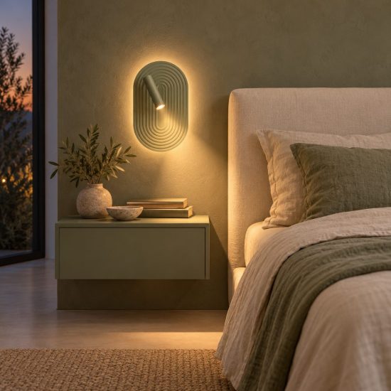 Applique per comodino camera da letto ovale moderna verde led 12,6w 2700k