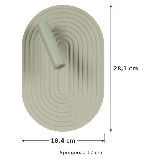 Applique per comodino camera da letto ovale moderna verde led 12,6w 2700k