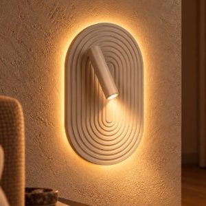 Applique per comodino camera da letto ovale moderna tortora led 12,6w 2700k