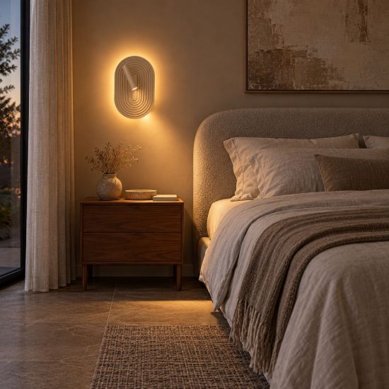 Applique per comodino camera da letto ovale moderna tortora led 12,6w 2700k