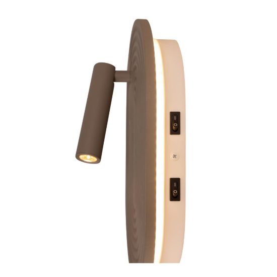Applique per comodino camera da letto ovale moderna tortora led 12,6w 2700k